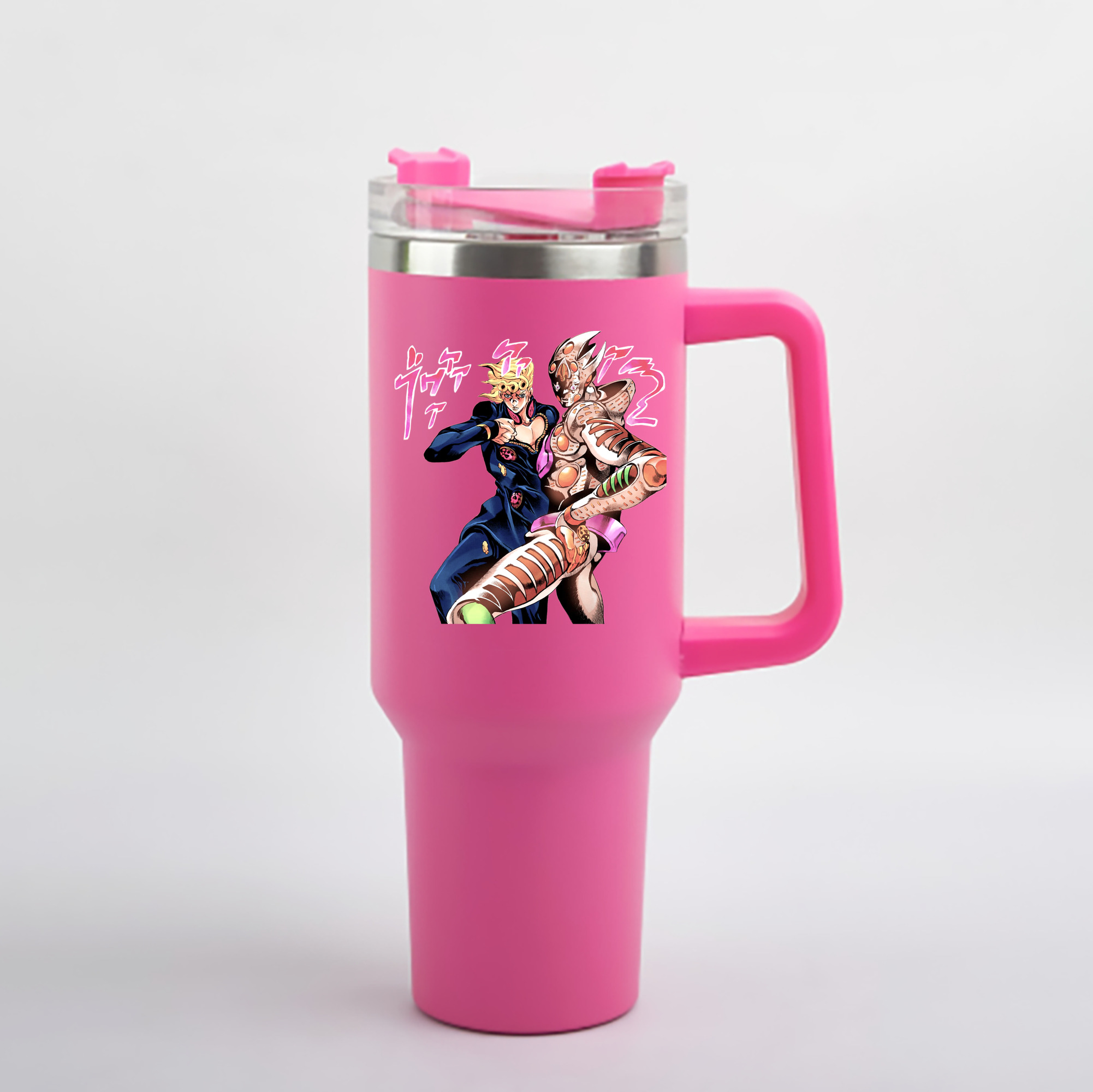 （画像用） ジョジョの奇妙な冒険 ジョルノ?ジョバァーナ JoJo's Bizarre Adventure Giorno Giovanna 1200mL車用タンブラー - クリスタルステッカー（プラスチックストロー付き）